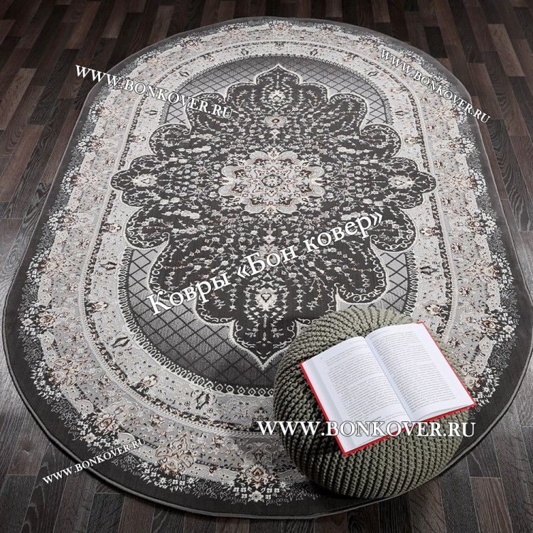 Ковер Для гостиной дизайн 68 Турция Серый Овал