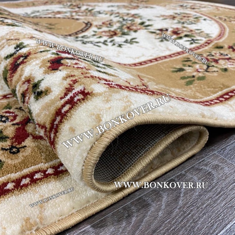 РОССИЙСКИЙ ЖАККАРДОВЫЙ КОВЕР БЕЖЕВЫЙ МЕДАЛЬОН ОВАЛЬНЫЙ