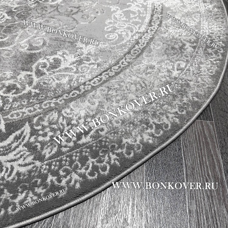 Современный Турецкий Ковер Дизайн 188 Серый с Белым Овал